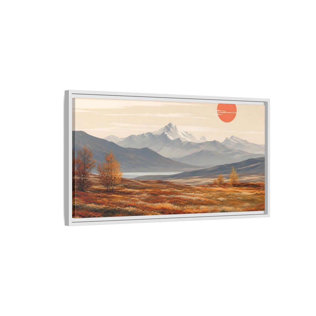 Side Mockup 1. Nature Autumn Landscape Autumn Mountain Landscape shown as stretched canvas wall art