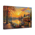 Side Mockup 4. Nature Autumn Park Autumn Sunset shown as stretched canvas wall art
