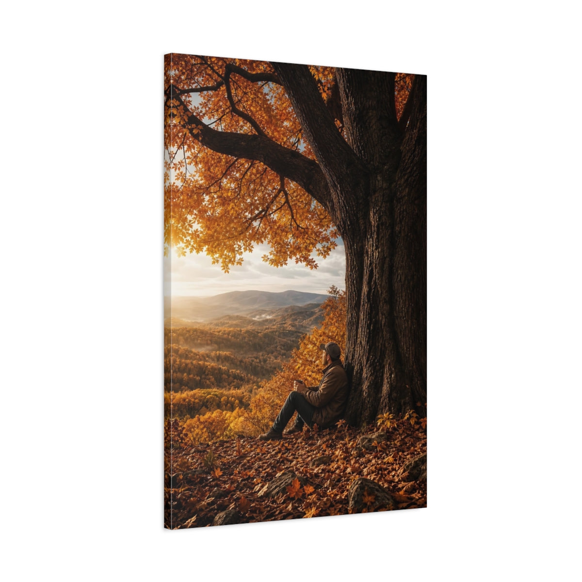 Nature Autumn Tree Orange Canvas Wall Art Print - Living Room Above Sofa shown as canvas wall art