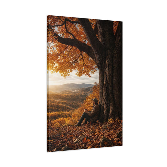 Main Mockup. Nature Autumn Tree Autumn Orange shown as stretched canvas wall art
