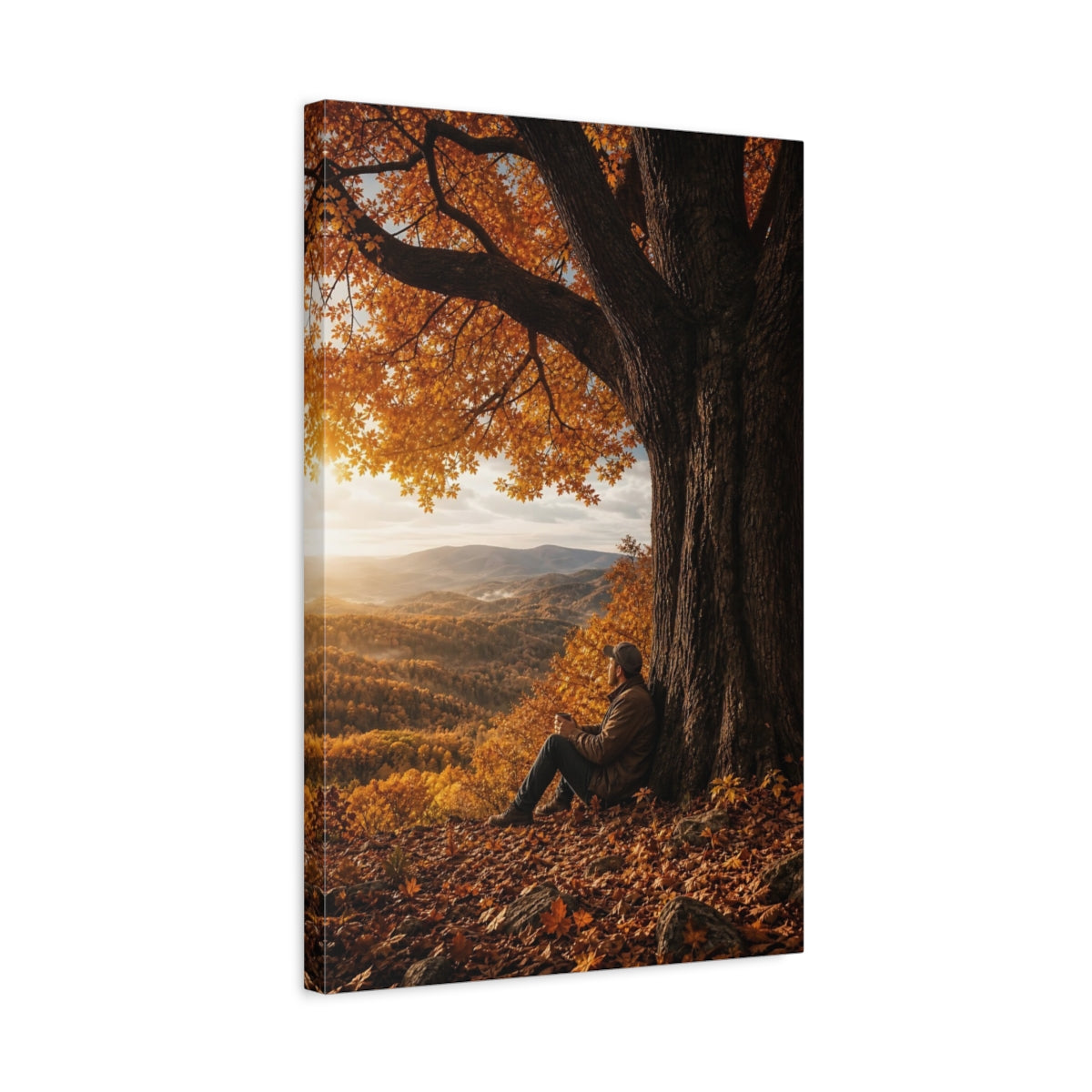 Nature Autumn Tree Orange Canvas Wall Art Print - Living Room Above Sofa shown as canvas wall art