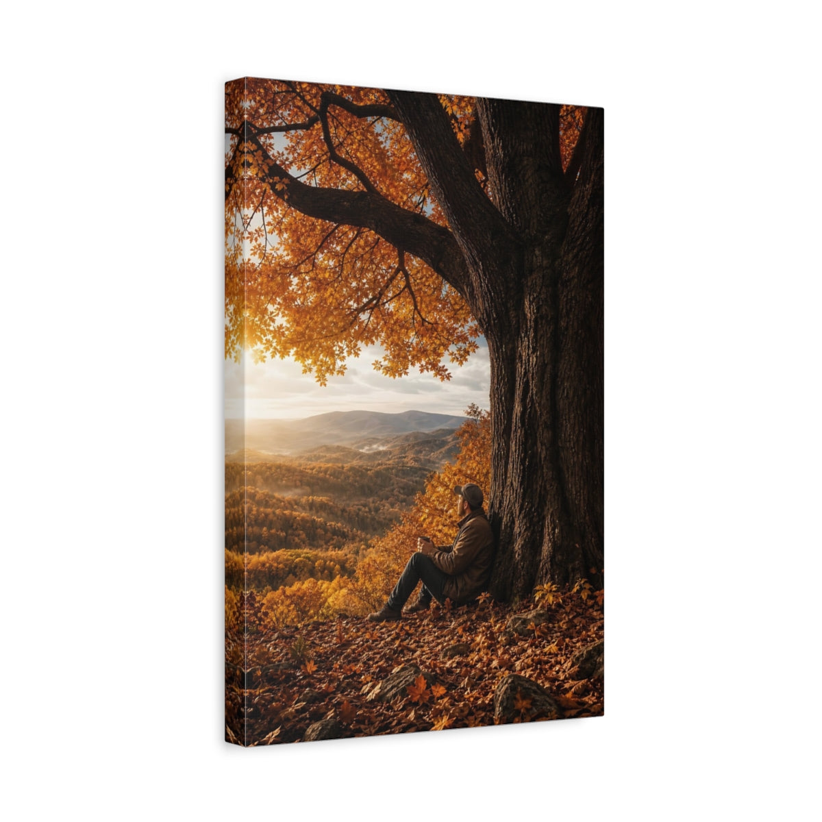 Nature Autumn Tree Orange Canvas Wall Art Print - Living Room Above Sofa shown as canvas wall art