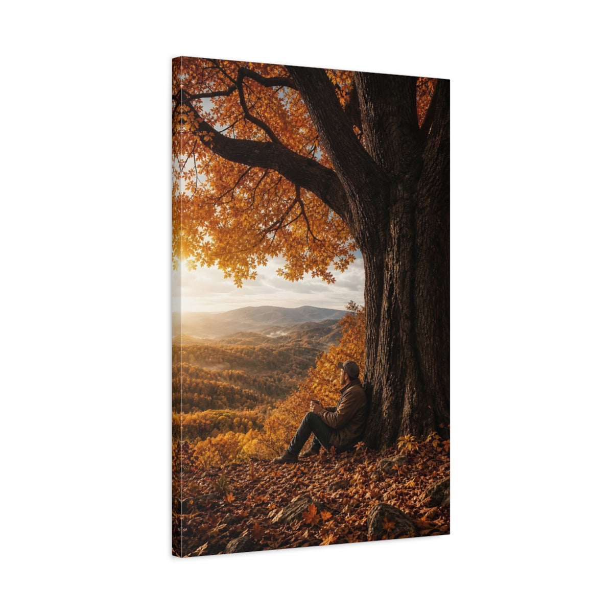 Nature Autumn Tree Orange Canvas Wall Art Print - Living Room Above Sofa shown as canvas wall art