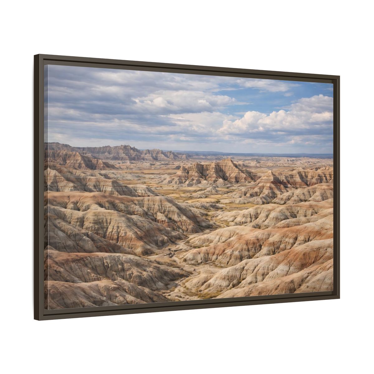 Main Mockup. Nature Badlands Mountains Earthy Badlands shown as stretched canvas wall art