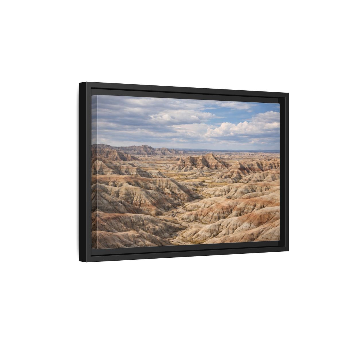 Side Mockup 6. Nature Badlands Mountains Earthy Badlands shown as stretched canvas wall art