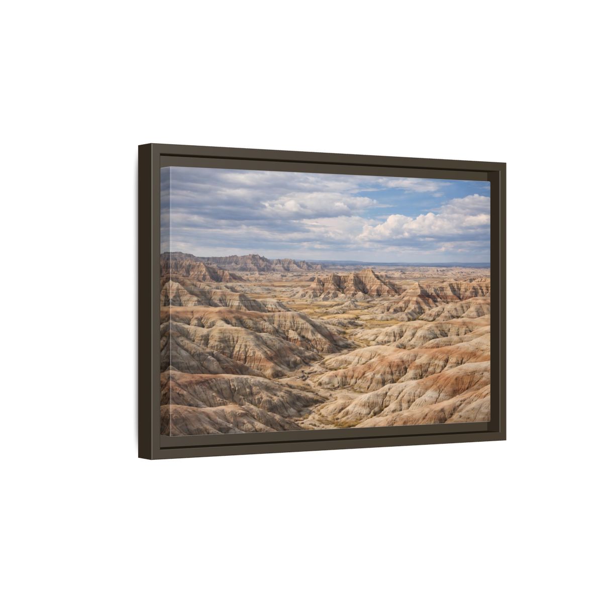 Side Mockup 5. Nature Badlands Mountains Earthy Badlands shown as stretched canvas wall art