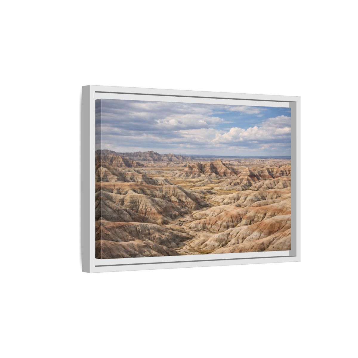 Side Mockup 4. Nature Badlands Mountains Earthy Badlands shown as stretched canvas wall art