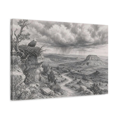 Side Mockup 3. Nature Bald Eagle Grey Nature Landscape shown as stretched canvas wall art