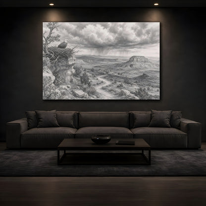 Mockup 3. Nature Bald Eagle Grey Nature Landscape shown as stretched canvas wall art