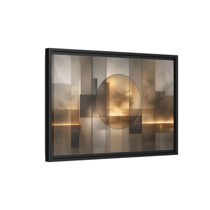 Side Mockup 3. Nature Bamboo Brown And Gold shown as stretched canvas wall art
