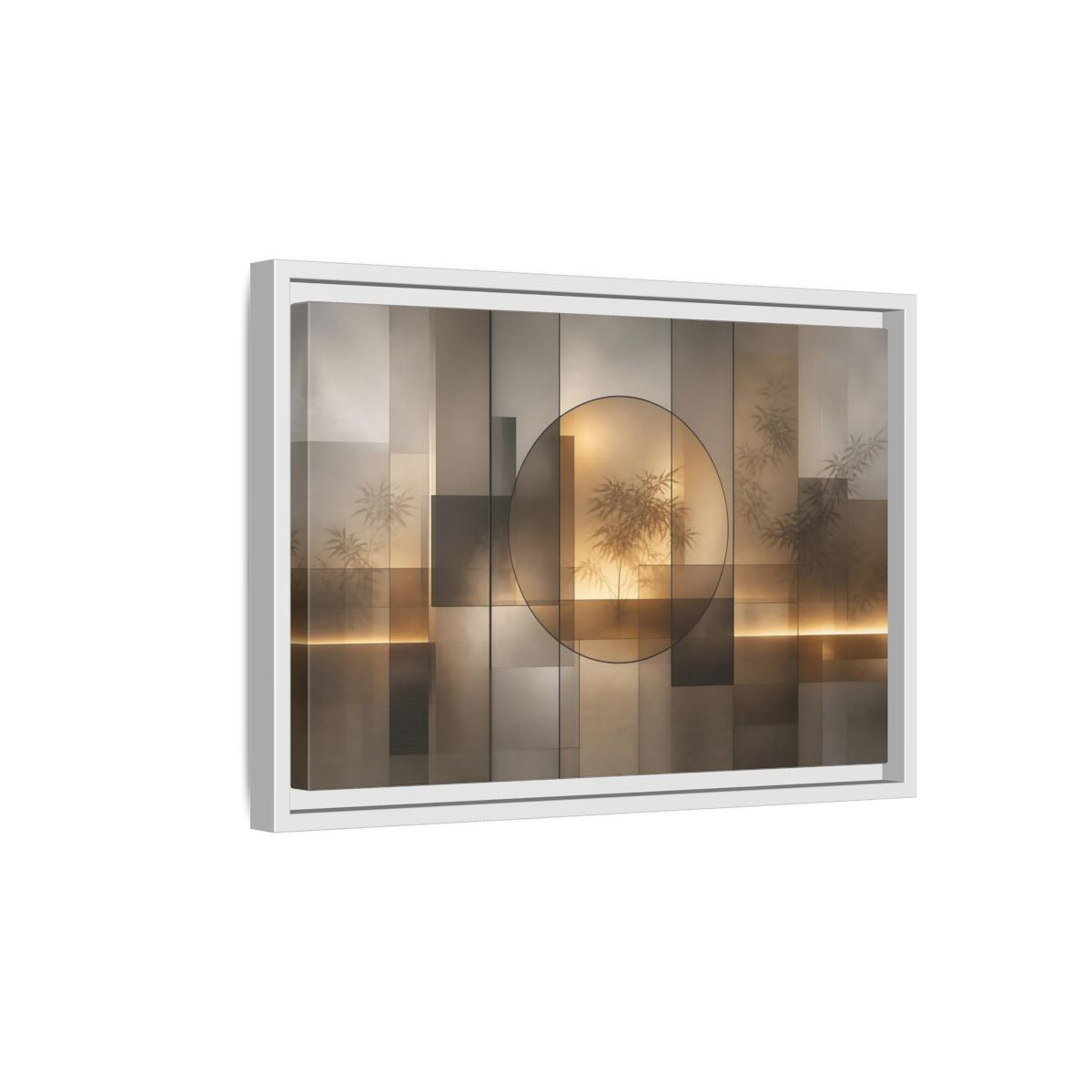 Side Mockup 4. Nature Bamboo Brown And Gold shown as stretched canvas wall art