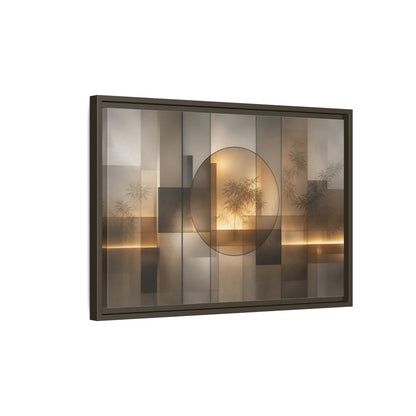 Side Mockup 2. Nature Bamboo Brown And Gold shown as stretched canvas wall art