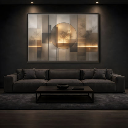 Mockup 3. Nature Bamboo Brown And Gold shown as stretched canvas wall art