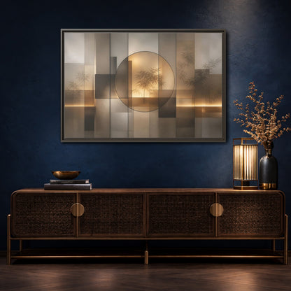 Mockup 4. Nature Bamboo Brown And Gold shown as stretched canvas wall art