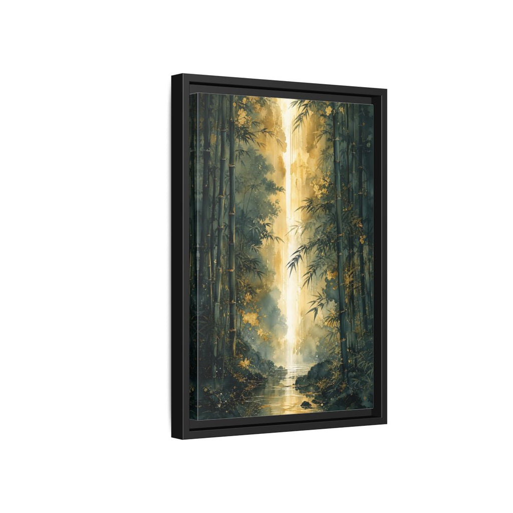 Side Mockup 6. Nature Bamboo Forest Emerald Gold shown as stretched canvas wall art