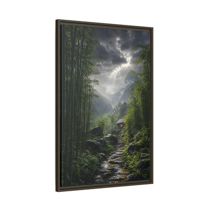 Main Mockup. Nature Bamboo Forest Green Landscape shown as stretched canvas wall art