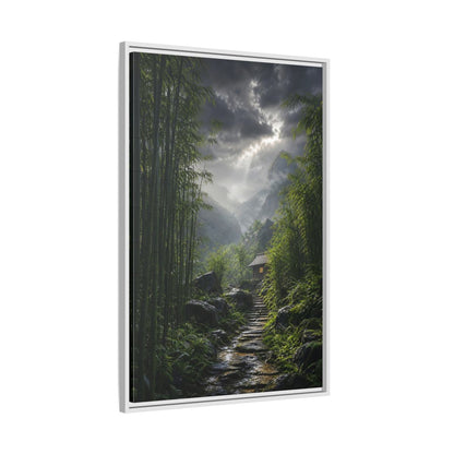 Side Mockup 9. Nature Bamboo Forest Green Landscape shown as stretched canvas wall art