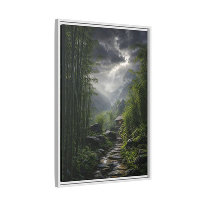 Side Mockup 10. Nature Bamboo Forest Green Landscape shown as stretched canvas wall art