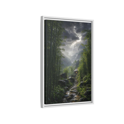 Side Mockup 1. Nature Bamboo Forest Green Landscape shown as stretched canvas wall art