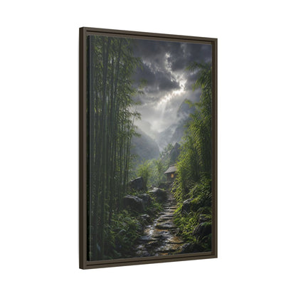 Side Mockup 11. Nature Bamboo Forest Green Landscape shown as stretched canvas wall art
