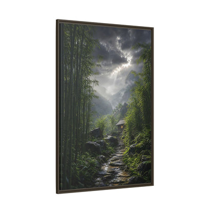 Side Mockup 8. Nature Bamboo Forest Green Landscape shown as stretched canvas wall art
