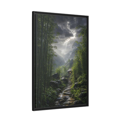 Side Mockup 13. Nature Bamboo Forest Green Landscape shown as stretched canvas wall art