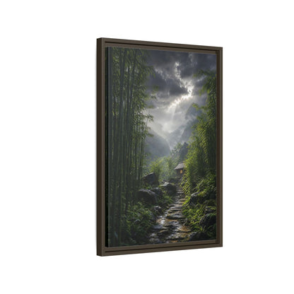 Side Mockup 2. Nature Bamboo Forest Green Landscape shown as stretched canvas wall art