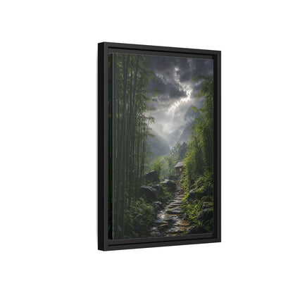 Side Mockup 6. Nature Bamboo Forest Green Landscape shown as stretched canvas wall art