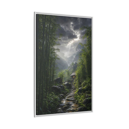 Side Mockup 7. Nature Bamboo Forest Green Landscape shown as stretched canvas wall art