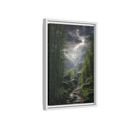 Side Mockup 4. Nature Bamboo Forest Green Landscape shown as stretched canvas wall art