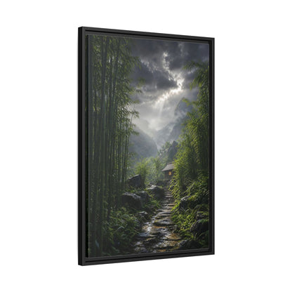 Side Mockup 14. Nature Bamboo Forest Green Landscape shown as stretched canvas wall art