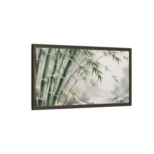 Main Mockup. Nature Bamboo Forest Snowy Bamboo shown as stretched canvas wall art