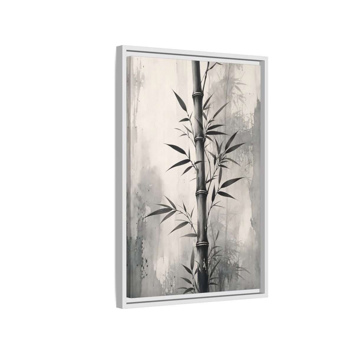 Side Mockup 1. Nature Bamboo Monochrome Bamboo shown as stretched canvas wall art