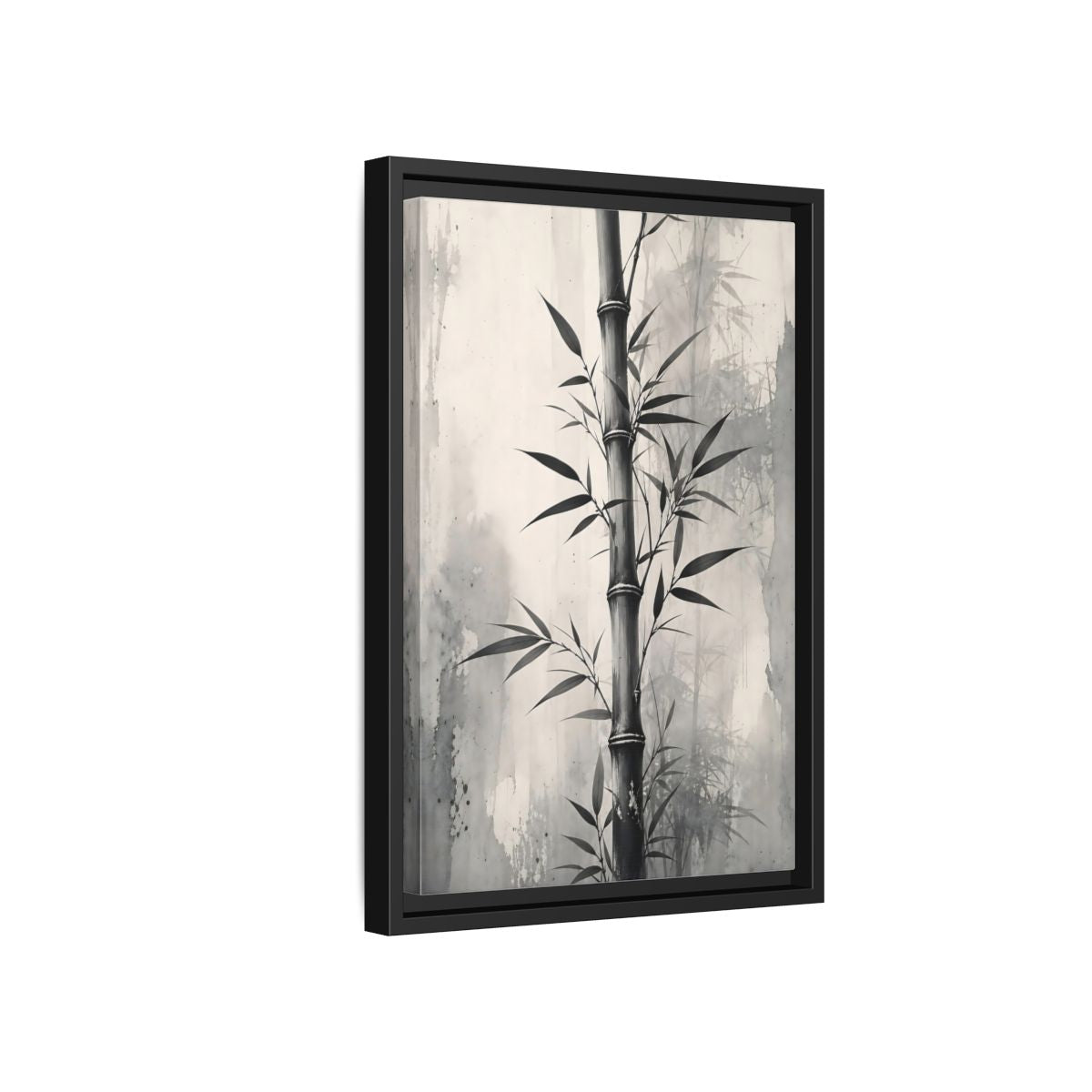 Side Mockup 6. Nature Bamboo Monochrome Bamboo shown as stretched canvas wall art