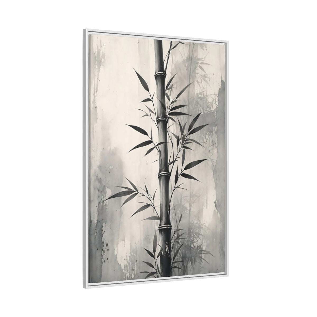Side Mockup 7. Nature Bamboo Monochrome Bamboo shown as stretched canvas wall art