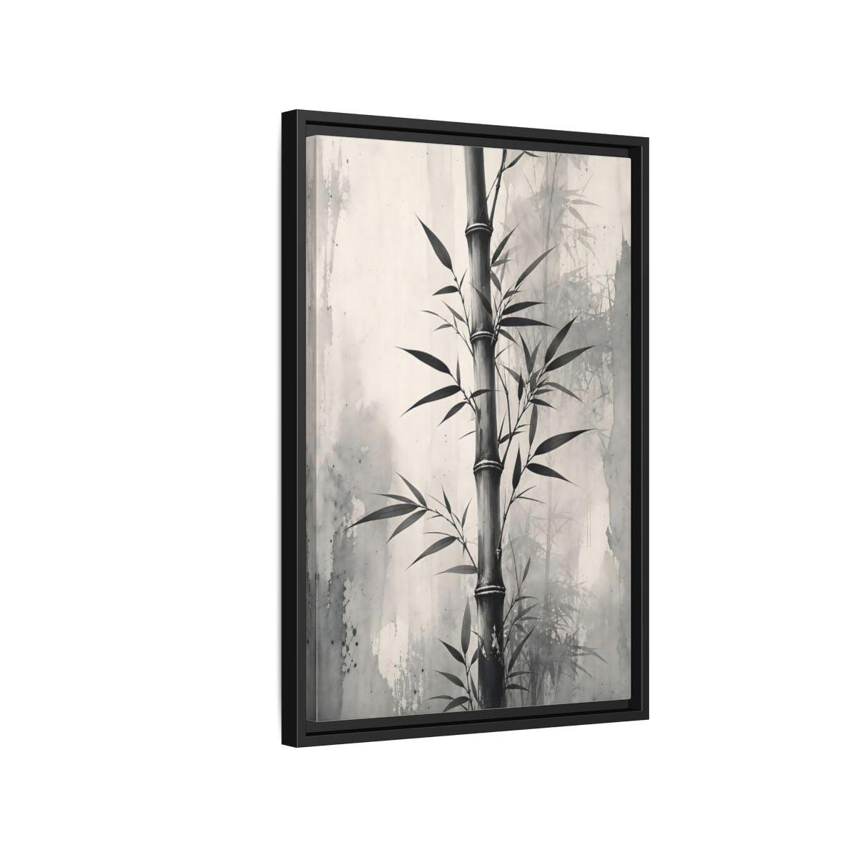 Side Mockup 3. Nature Bamboo Monochrome Bamboo shown as stretched canvas wall art