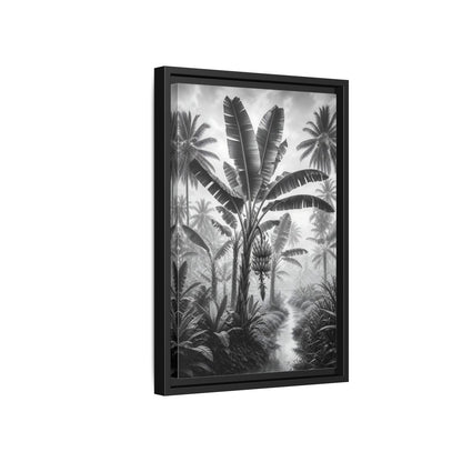 Side Mockup 6. Nature Banana Tree Black And White Tropical shown as stretched canvas wall art