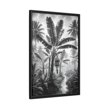 Side Mockup 14. Nature Banana Tree Black And White Tropical shown as stretched canvas wall art