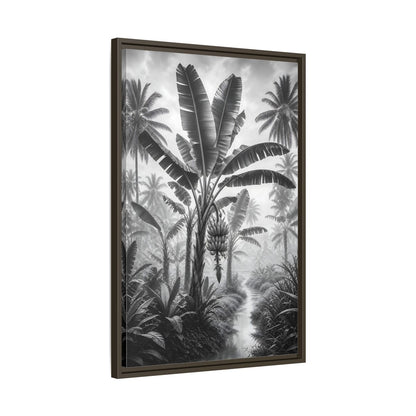 Side Mockup 11. Nature Banana Tree Black And White Tropical shown as stretched canvas wall art