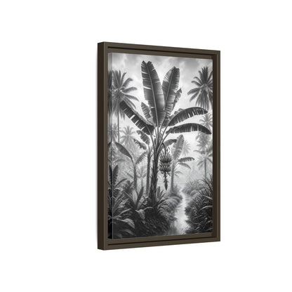 Side Mockup 5. Nature Banana Tree Black And White Tropical shown as stretched canvas wall art