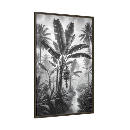 Side Mockup 8. Nature Banana Tree Black And White Tropical shown as stretched canvas wall art