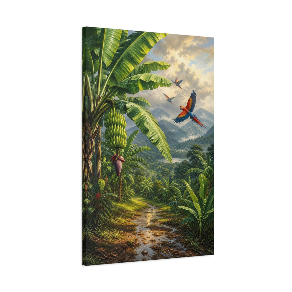 Main Mockup. Nature Banana Trees Lush Green Tropical shown as stretched canvas wall art