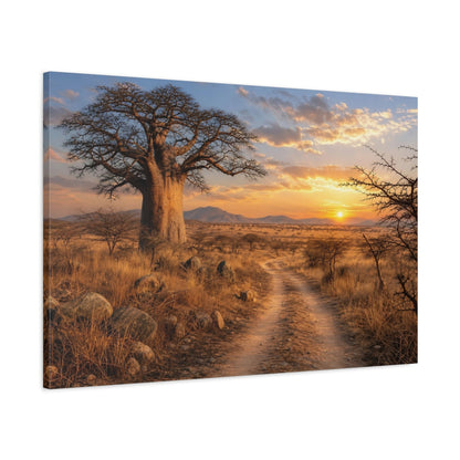 Main Mockup. Nature Baobab Tree Baobab Sunset Landscape shown as stretched canvas wall art