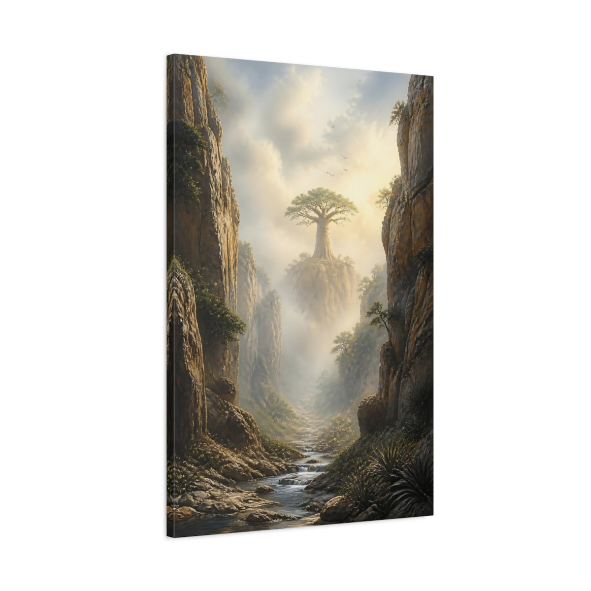 Main Mockup. Nature Baobab Tree Misty Baobab Canyon shown as stretched canvas wall art