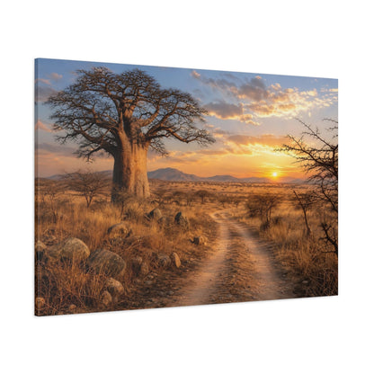 Side Mockup 1. Nature Baobab Tree Baobab Sunset Landscape shown as stretched canvas wall art