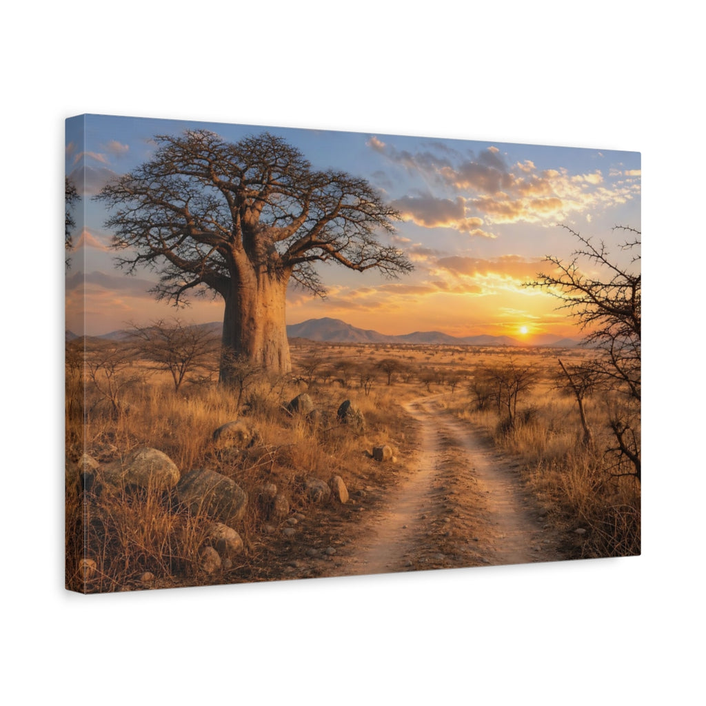 Side Mockup 4. Nature Baobab Tree Baobab Sunset Landscape shown as stretched canvas wall art