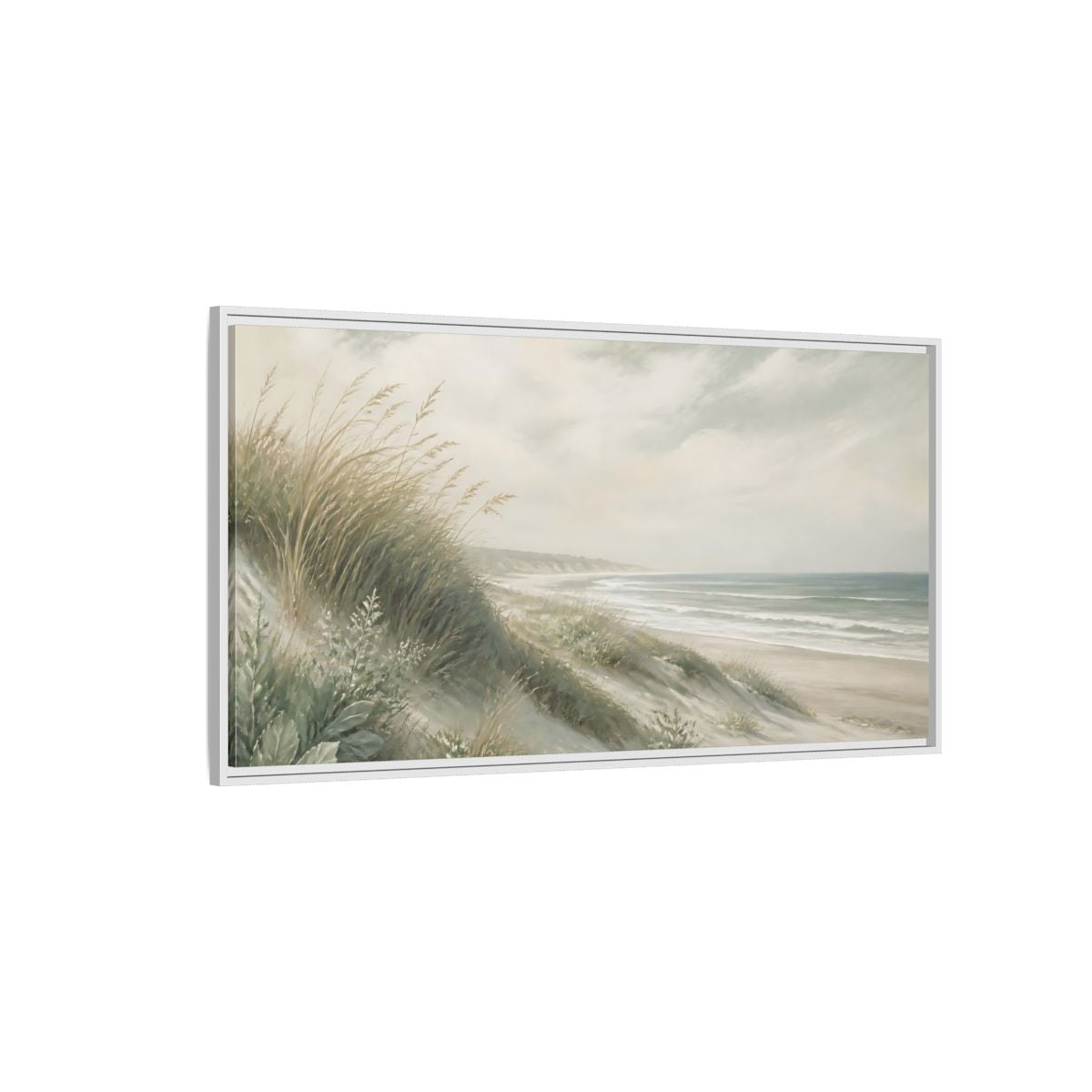 Side Mockup 3. Nature Beach Dunes Muted Beach shown as stretched canvas wall art