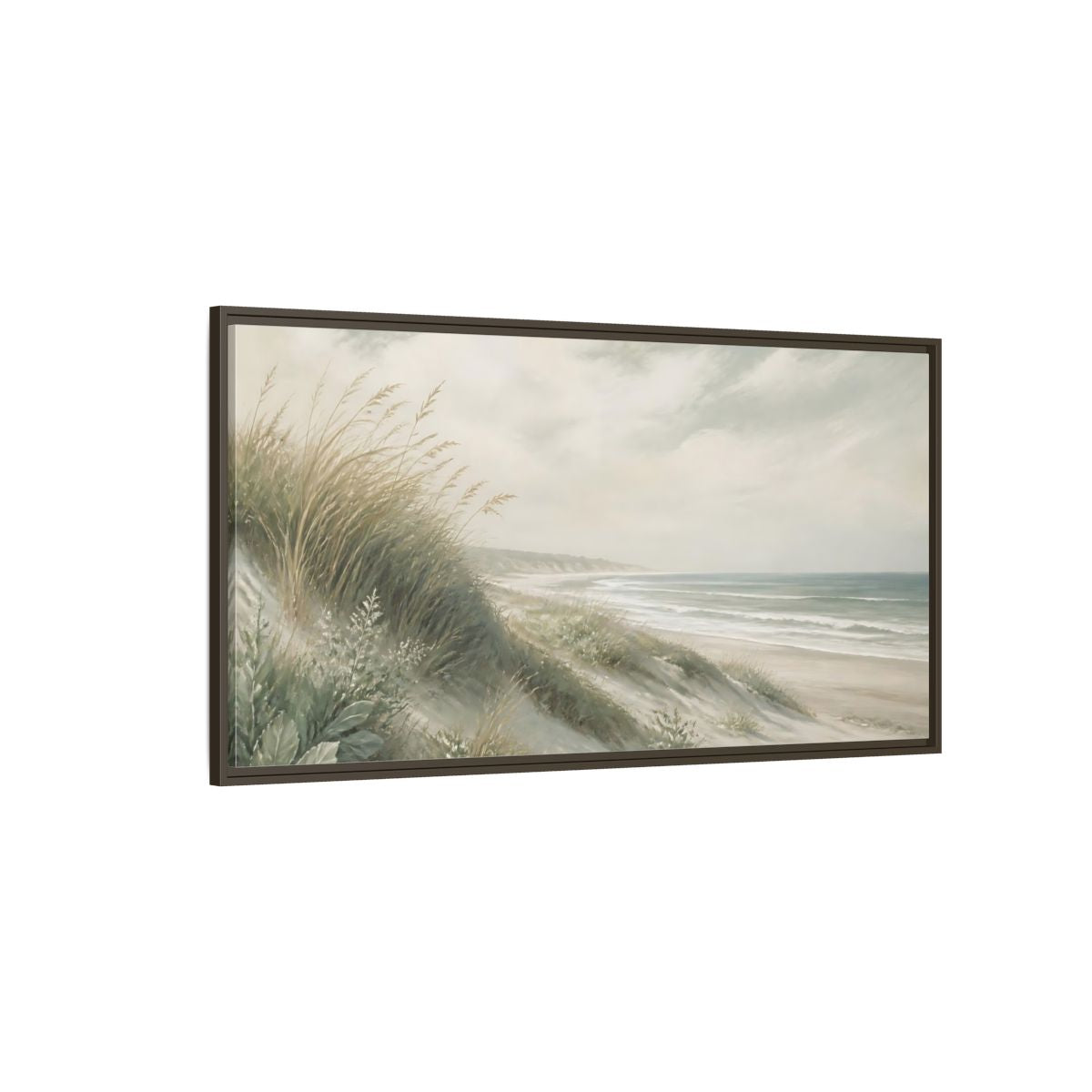 Side Mockup 4. Nature Beach Dunes Muted Beach shown as stretched canvas wall art