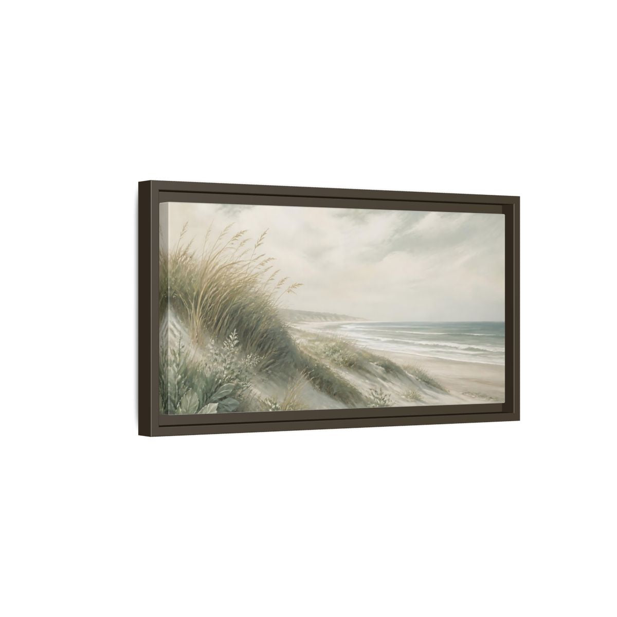 Side Mockup 7. Nature Beach Dunes Muted Beach shown as stretched canvas wall art