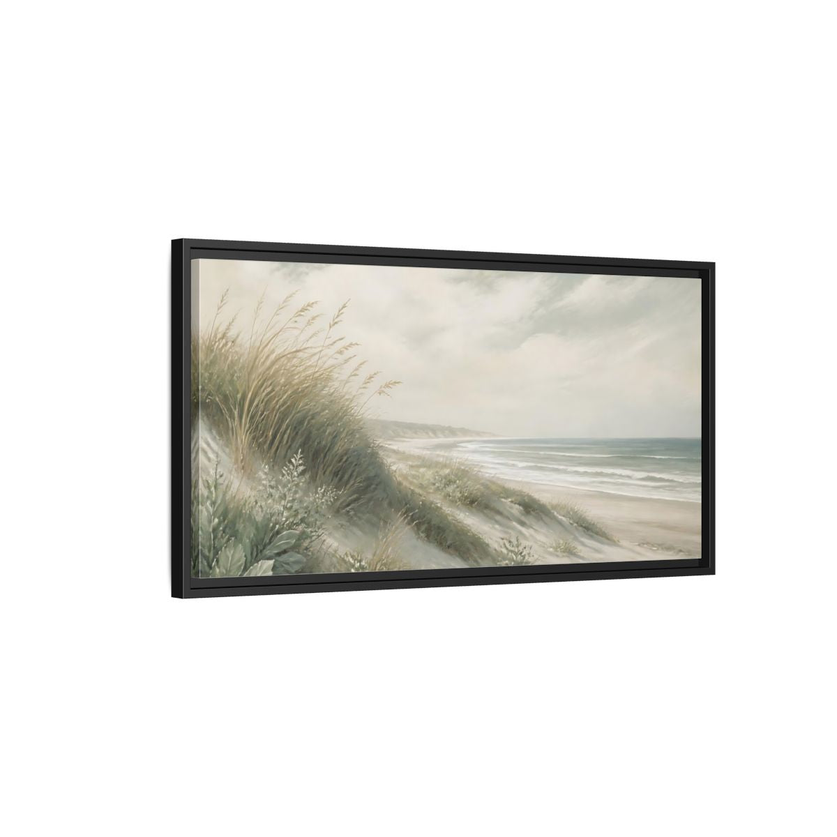 Side Mockup 2. Nature Beach Dunes Muted Beach shown as stretched canvas wall art